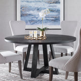 Uttermost Gidran Round Black Dining Table 25206 ELM,Oak+Oak(Venner),PLYWOOD