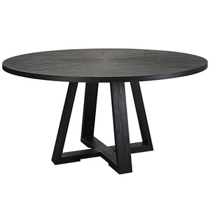 Uttermost Gidran Round Black Dining Table 25206 ELM,Oak+Oak(Venner),PLYWOOD