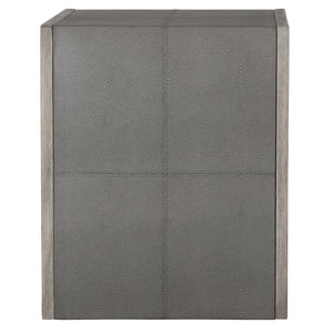 Uttermost Aerina Modern Gray End Table 25214 MIX WOOD WITH TSCA TITLE VI, FAUX SHAGREEN, AND VENEER