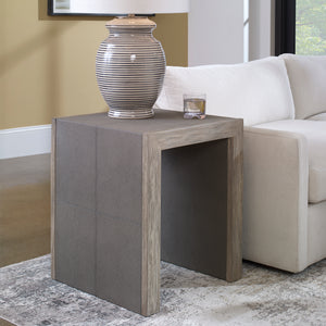 Uttermost Aerina Modern Gray End Table 25214 MIX WOOD WITH TSCA TITLE VI, FAUX SHAGREEN, AND VENEER