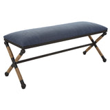 Uttermost Firth Rustic Navy Bench 23713 MDF,Foam,Fabric,Iron,Rope