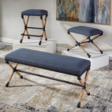 Uttermost Firth Rustic Navy Bench 23713 MDF,Foam,Fabric,Iron,Rope