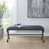 Uttermost Firth Rustic Navy Bench 23713 MDF,Foam,Fabric,Iron,Rope