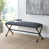 Uttermost Firth Rustic Navy Bench 23713 MDF,Foam,Fabric,Iron,Rope