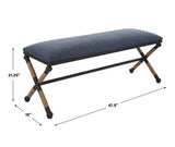 Uttermost Firth Rustic Navy Bench 23713 MDF,Foam,Fabric,Iron,Rope