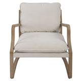 Melora Solid Oak Accent Chair - Modern Casual Design with Plush Cushions and Sculptural Frame