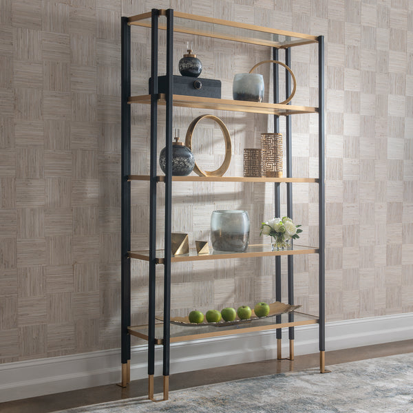 Uttermost Kentmore Modern Etagere 25221 IRON, TEMPERED GLASS