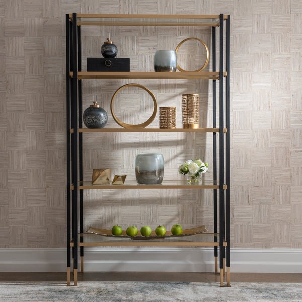Uttermost Kentmore Modern Etagere 25221 IRON, TEMPERED GLASS