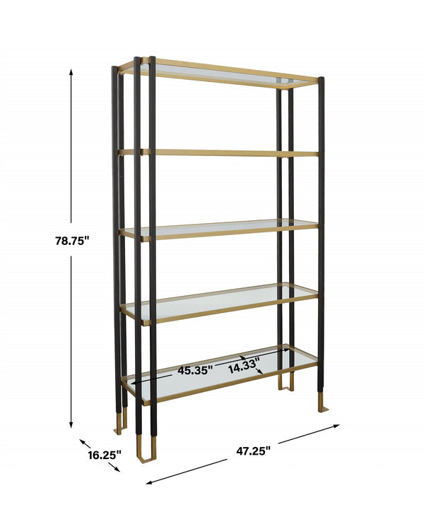 Uttermost Kentmore Modern Etagere 25221 IRON, TEMPERED GLASS