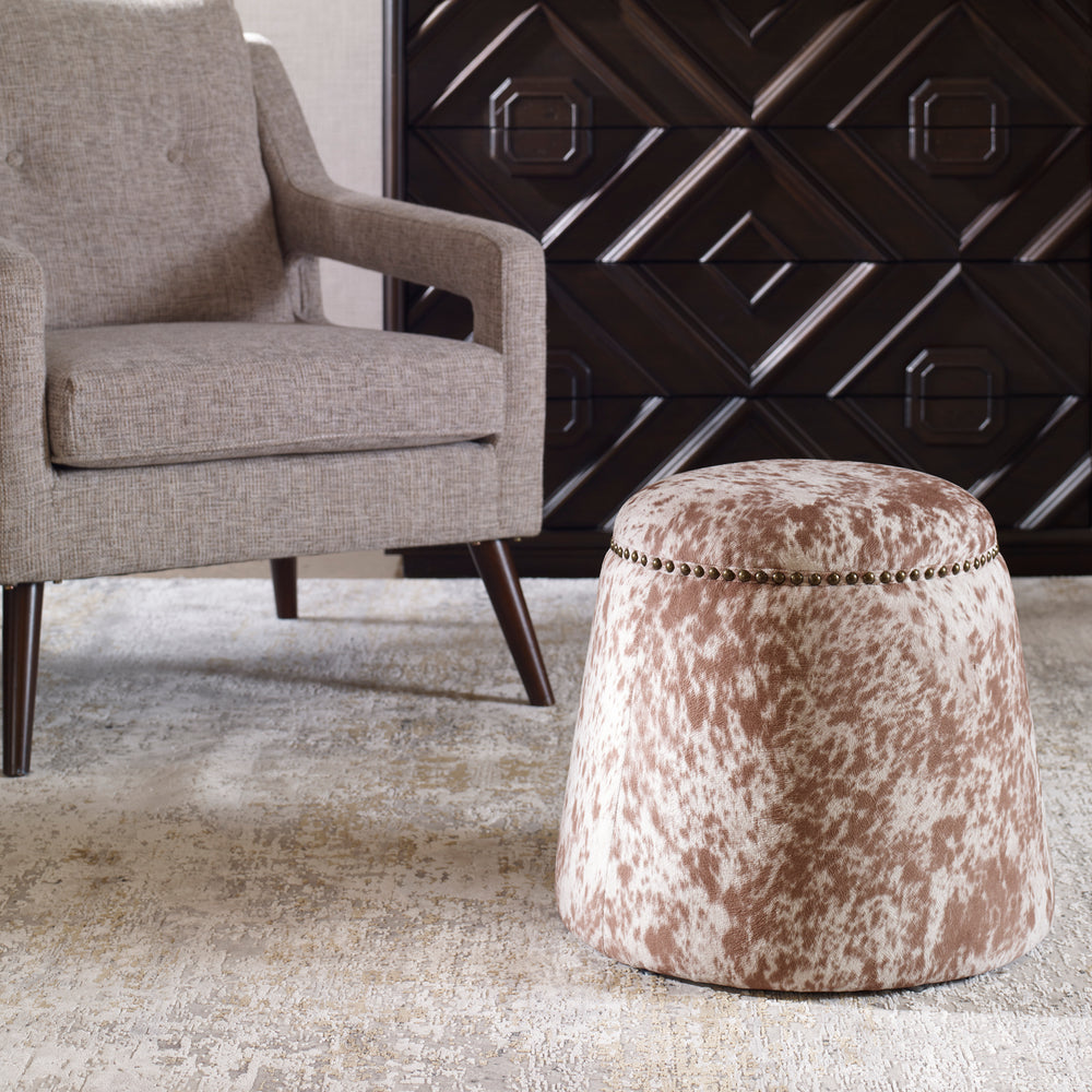 Uttermost Gumdrop Cow Hide Ottoman 23725 PLYWOOD,FOAM,FABRIC