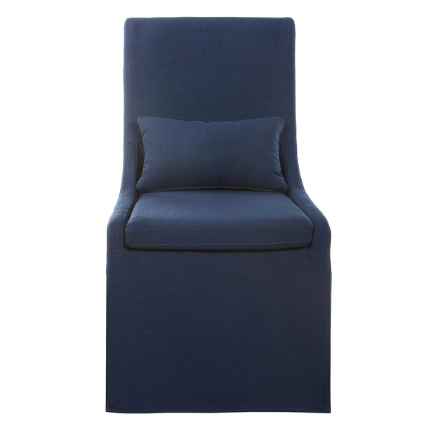 Uttermost Coley Denim Armless Chair 23726 RUBBER WOOD,FABRIC,PLYWOOD,FOAM,HARDWARE
