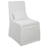 Uttermost Coley White Armless Chair 23728 RUBBER WOOD,FABRIC,PLYWOOD,FOAM,HARDWARE