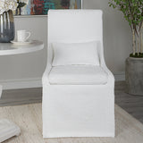 Uttermost Coley White Armless Chair 23728 RUBBER WOOD,FABRIC,PLYWOOD,FOAM,HARDWARE