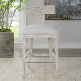 Uttermost Idris White Counter Stool 23693 RUBBER WOOD,PINE WOOD,BEND WOOD,PLYWOOD,HARDWARE