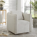 Uttermost Corben White Swivel Armchair 23729 HARDWOOD,PLYWOOD,FABRIC,FOAM,HARDWARE