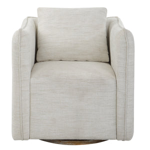 Uttermost Corben White Swivel Armchair 23729 HARDWOOD,PLYWOOD,FABRIC,FOAM,HARDWARE