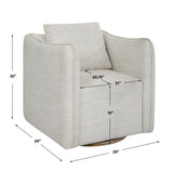 Uttermost Corben White Swivel Armchair 23729 HARDWOOD,PLYWOOD,FABRIC,FOAM,HARDWARE