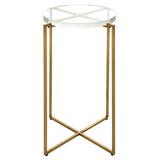 Uttermost Star-crossed Glass Accent Table 25226 SEEDED THICK GLASS,STAINLESS STEEL