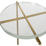 Uttermost Star-crossed Glass Accent Table 25226 SEEDED THICK GLASS,STAINLESS STEEL