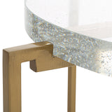 Uttermost Star-crossed Glass Accent Table 25226 SEEDED THICK GLASS,STAINLESS STEEL