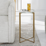 Uttermost Star-crossed Glass Accent Table 25226 SEEDED THICK GLASS,STAINLESS STEEL