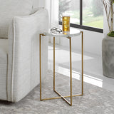 Uttermost Star-crossed Glass Accent Table 25226 SEEDED THICK GLASS,STAINLESS STEEL