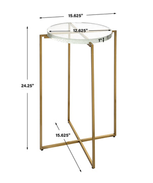 Uttermost Star-crossed Glass Accent Table 25226 SEEDED THICK GLASS,STAINLESS STEEL
