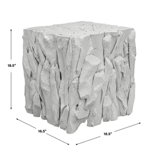 Uttermost Teak Root White Bunching Cube 25241 TEAK WOOD