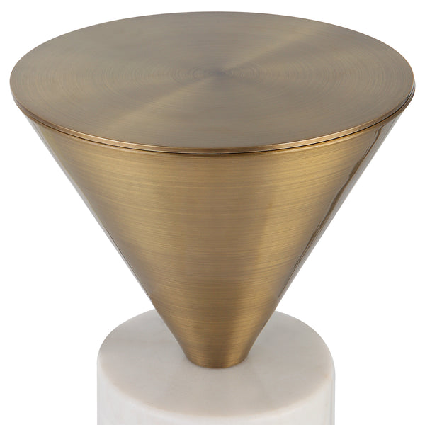 Uttermost Top Hat Brass Drink Table 25250 Marble, Steel