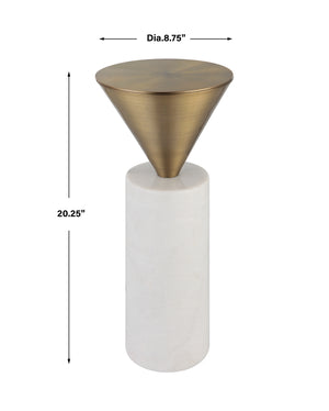 Uttermost Top Hat Brass Drink Table 25250 Marble, Steel