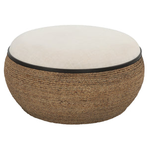 Uttermost Island Straw Storage Ottoman / Coffee Table 23734 MDF, STRAW, IRON, FIR, FOAM, LINEN, DACRON