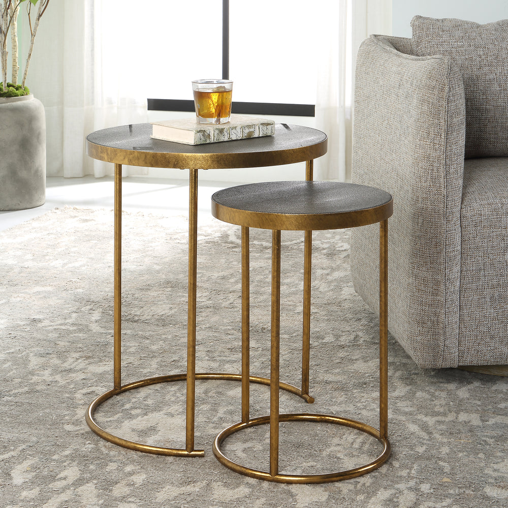 Uttermost Aragon Brass Nesting Tables, S/2 25284 METAL,MDF,SHARGEEN PU