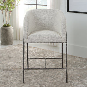 Uttermost Jacobsen Gray 27" Counter Stool 23737 STEEL, FOAM,FABRIC,PLYWOOD