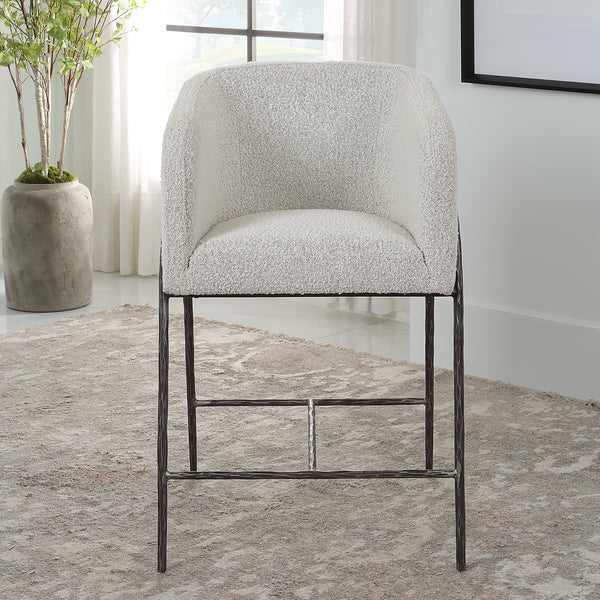 Uttermost Jacobsen Gray 27" Counter Stool 23737 STEEL, FOAM,FABRIC,PLYWOOD