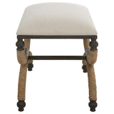 Uttermost Icaria Upholstered Small Bench 23741 Foam,MDF,Fabric,Iron,Rope