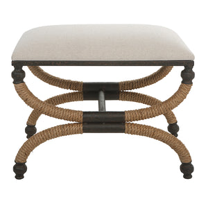 Uttermost Icaria Upholstered Small Bench 23741 Foam,MDF,Fabric,Iron,Rope