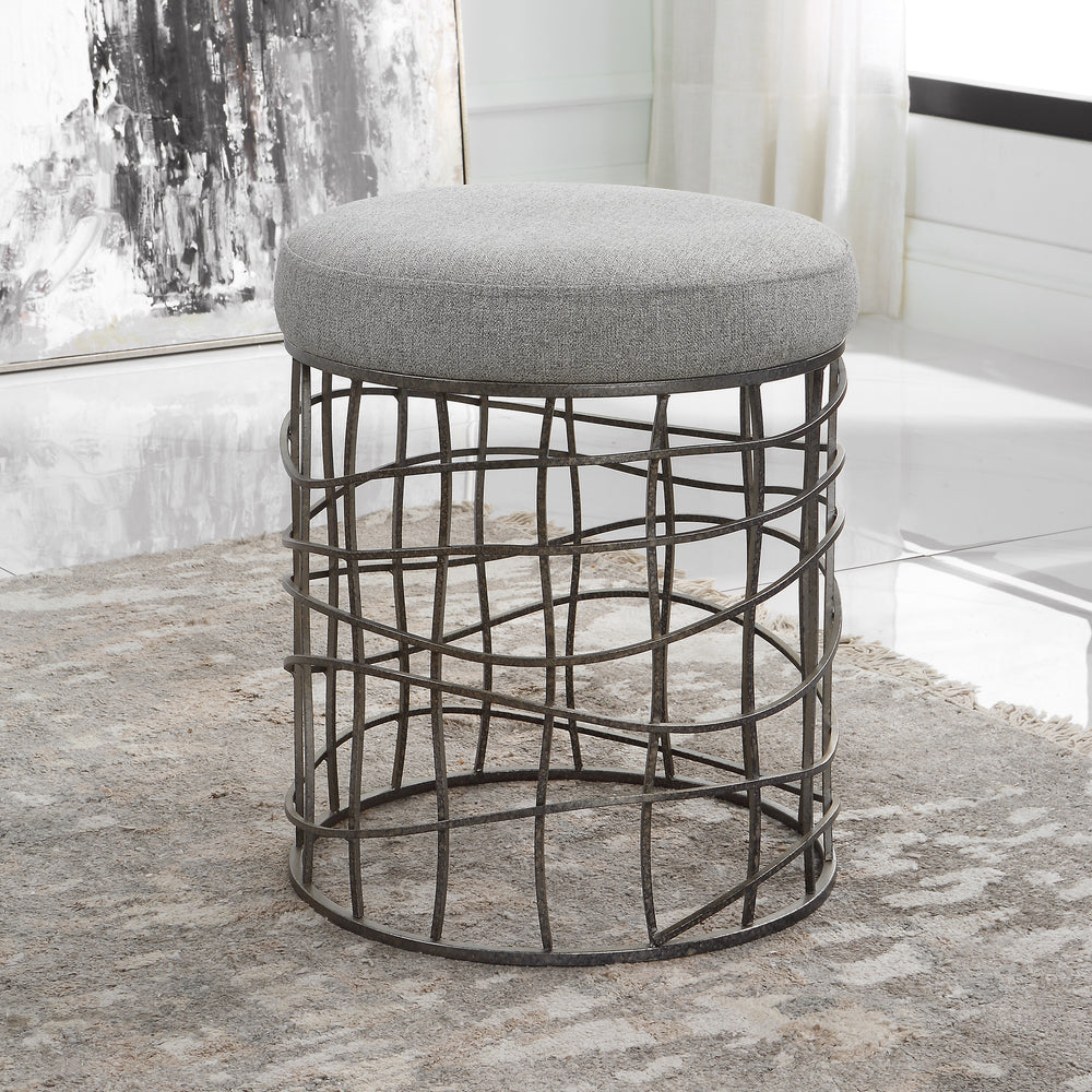 Uttermost Carnival Iron Round Accent Stool 23748 Iron,Foam,Fabric,MDF