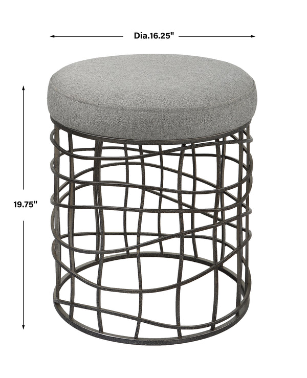 Uttermost Carnival Iron Round Accent Stool 23748 Iron,Foam,Fabric,MDF