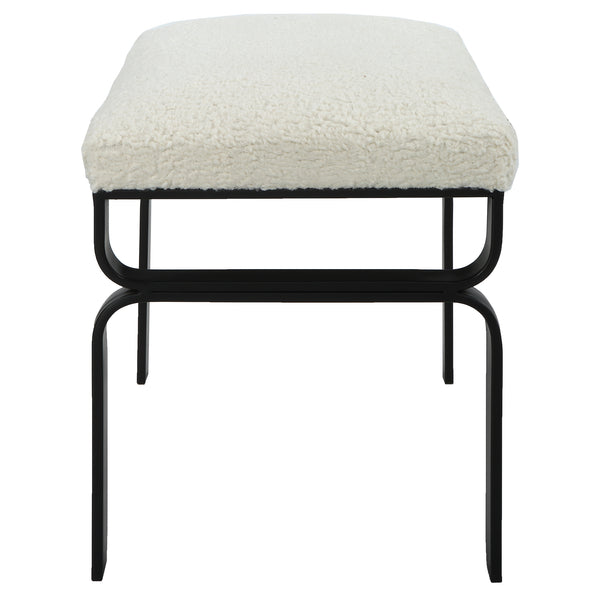 Uttermost Diverge White Shearling Small Bench 23749 Iron,Foam,Fabric,MDF