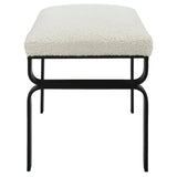 Uttermost Diverge White Shearling Small Bench 23749 Iron,Foam,Fabric,MDF