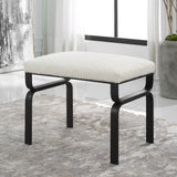 Uttermost Diverge White Shearling Small Bench 23749 Iron,Foam,Fabric,MDF