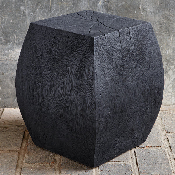 Uttermost Grove Black Wooden Accent Stool 25296 SUAR WOOD