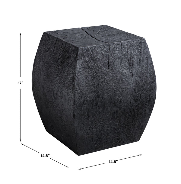 Uttermost Grove Black Wooden Accent Stool 25296 SUAR WOOD