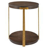 Uttermost Palisade Round Wood Side Table 25554 MDF,METAL,VENEER,HARDWARE