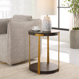 Uttermost Palisade Round Wood Side Table 25554 MDF,METAL,VENEER,HARDWARE