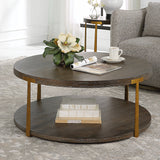 Uttermost Palisade Round Wood Coffee Table 25555 MDF,OAK VENEER,METAL,HARDWARE