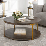 Uttermost Palisade Round Wood Coffee Table 25555 MDF,OAK VENEER,METAL,HARDWARE