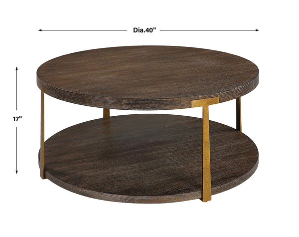 Uttermost Palisade Round Wood Coffee Table 25555 MDF,OAK VENEER,METAL,HARDWARE