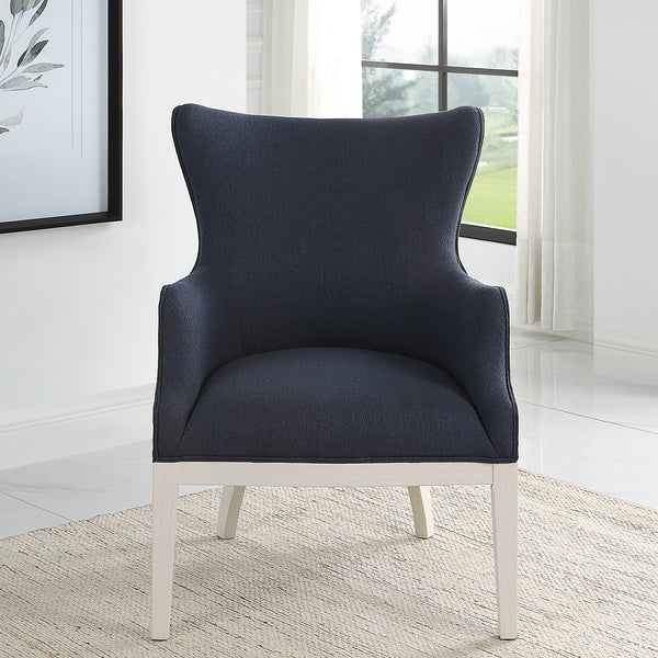 Uttermost Gordonston Blue Fabric Accent Chair 23753 RUBBER WOOD, PLYWOOD, PLYFOAM, FABRIC