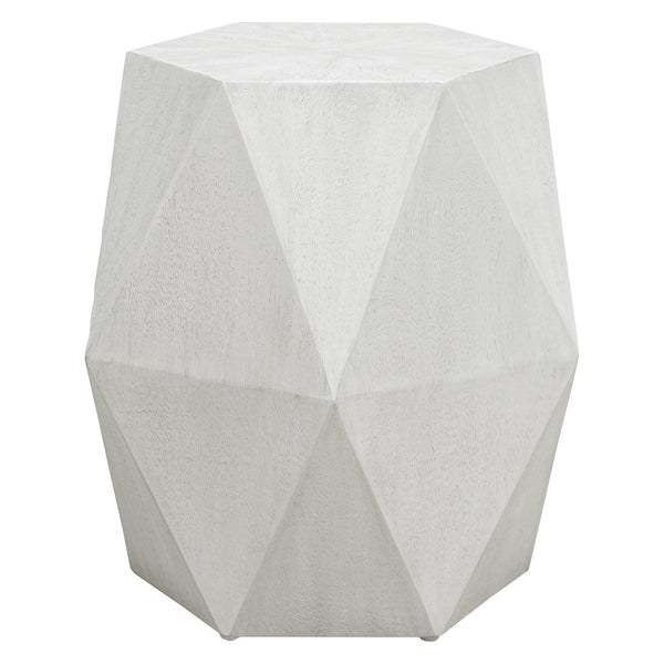 Uttermost Volker White Geometric Accent Table 25273 JAVA MIX WOOD, MDF, AND VENEER